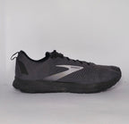 charcoal grey Brooks Revel running shoe featuring a silver logo and a black cushioned midsole.