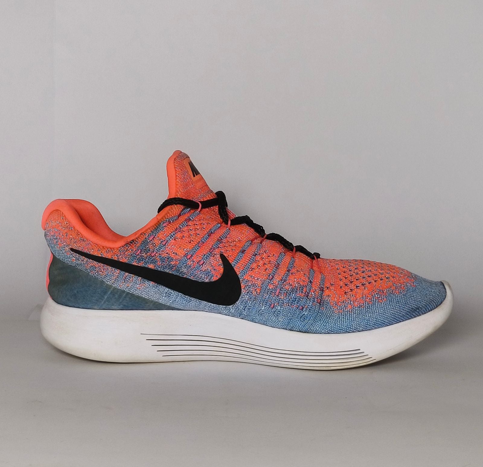 Nike Lunarepic Flyknit Orange Blue Sneakers US 10.5 EUR 41 Condition 9/10