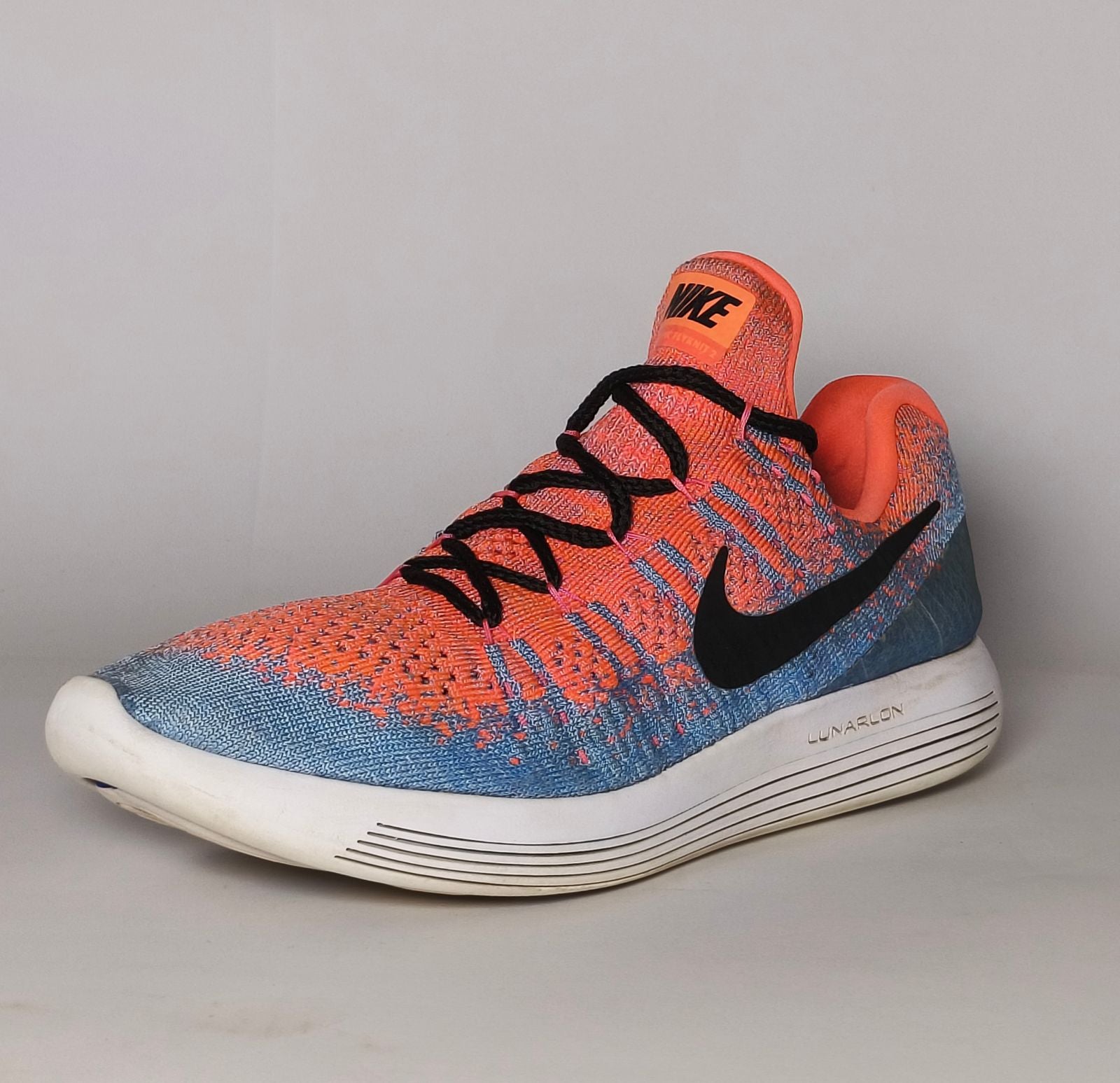 Nike Lunarepic Flyknit Orange Blue Sneakers US 10.5 EUR 41 Condition 9/10