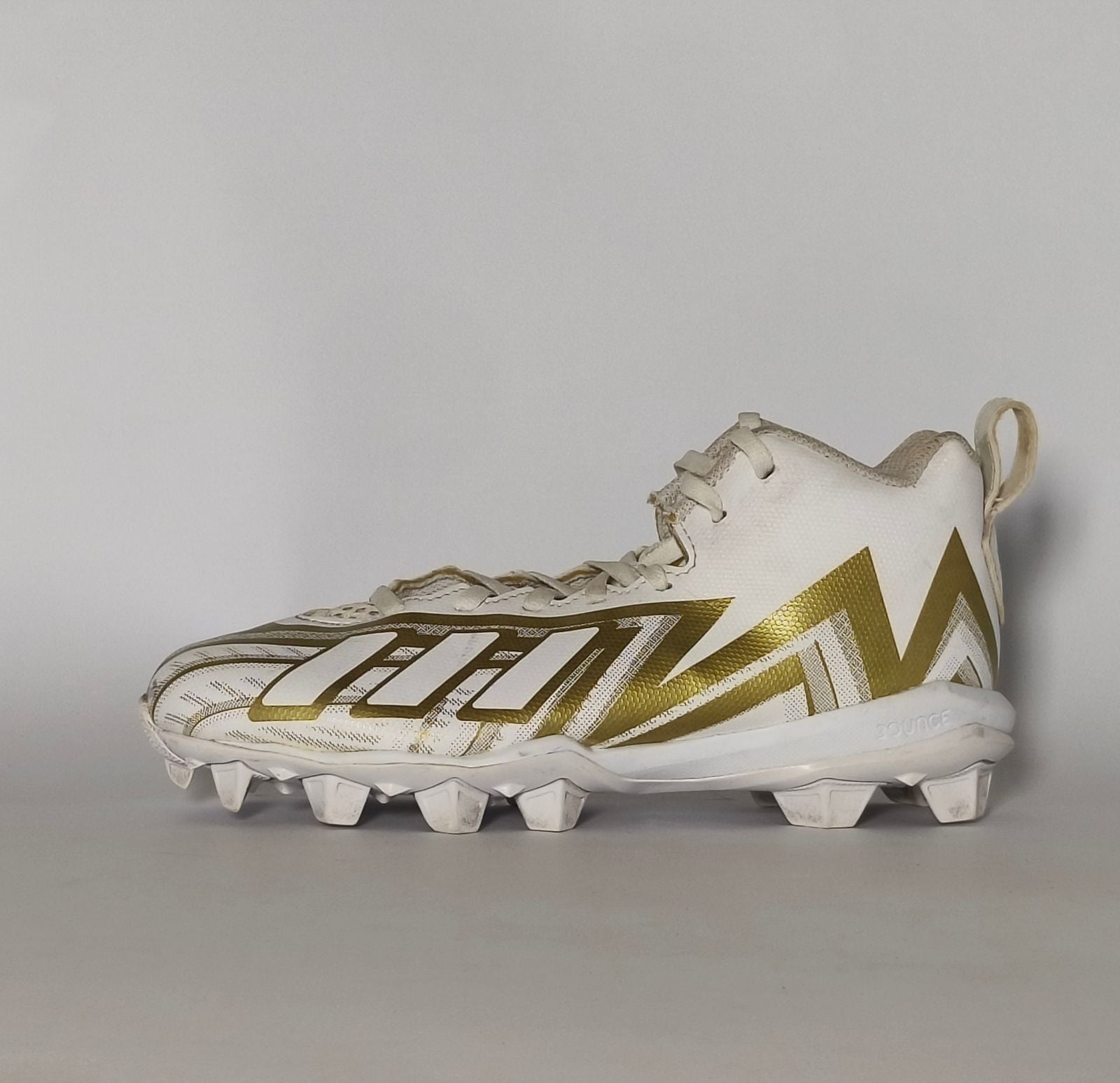 White-Gold-Adidas-Freak-Spark-Football-Cleats-Condition-9