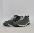 Black athletic sneakers with breathable knit upper and lightweight cushioned sole in used condition size US 7.5